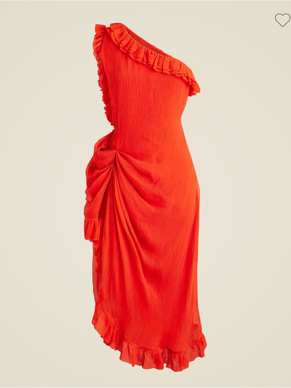 NWT J CREW Collection one-shoulder dress in crinkle chiffon 14 red